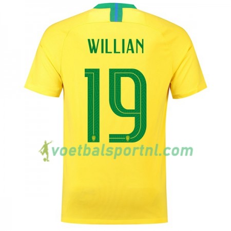 Brazilië Willian 19 Thuis Shirt WK voetbal 2018